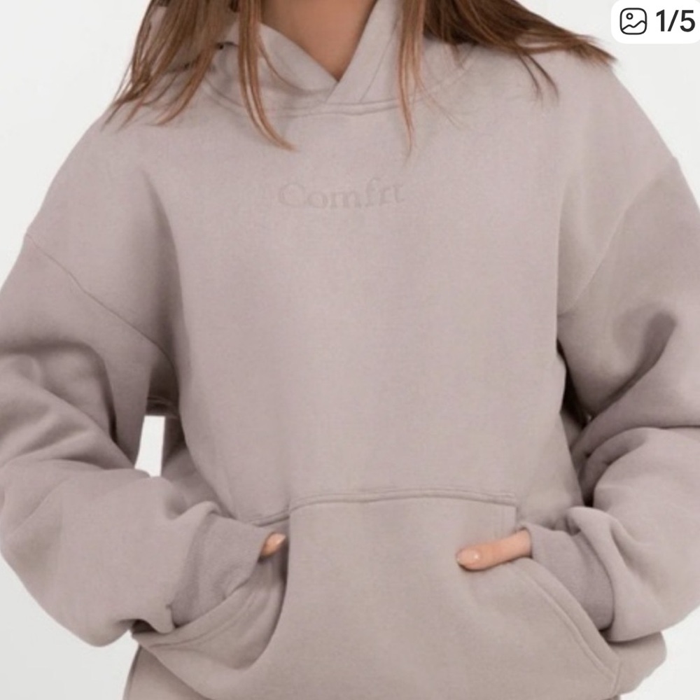 EUC Comfrt signature Hoodie Mauve Beige Bark sweatshirt Sz S - Picture 2 of 8